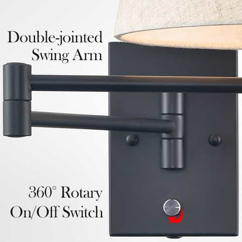 Black Swing Arm Wall Sconces Set of Two Plug in Wall Lamp