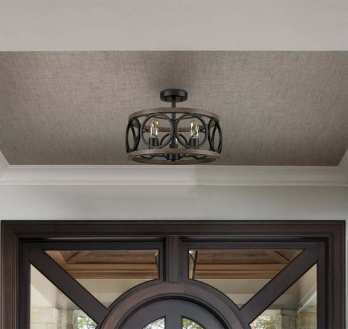 Bagheria 3-Light Ceiling Light Drum Shade Ceiling Light Fixtures Rustic Chandelier