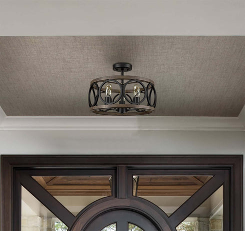 3-Light Ceiling Light Drum Shade Ceiling Light Fixtures Rustic Chandelier