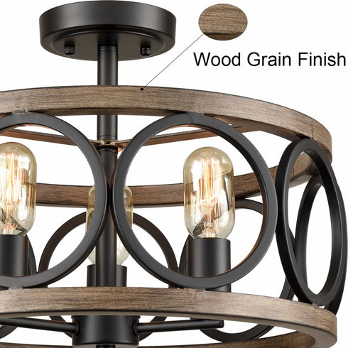 3-Light Ceiling Light Drum Shade Ceiling Light Fixtures Rustic Chandelier
