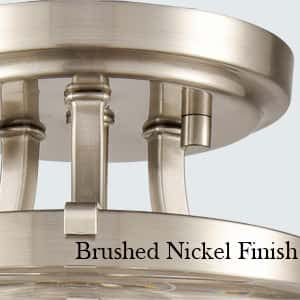 3-Light Glass Ceiling Lights Semi Flush Mount Brushed Nickel Finish