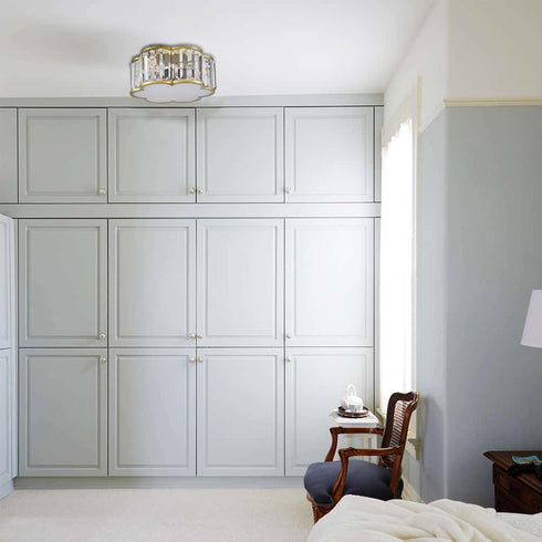 3-Light Gold Flush Mount Ceiling Light Crystal Ceiling Light Fixture