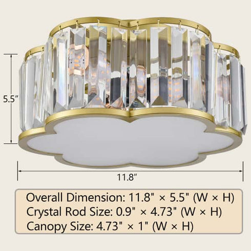 3-Light Gold Flush Mount Ceiling Light Crystal Ceiling Light Fixture