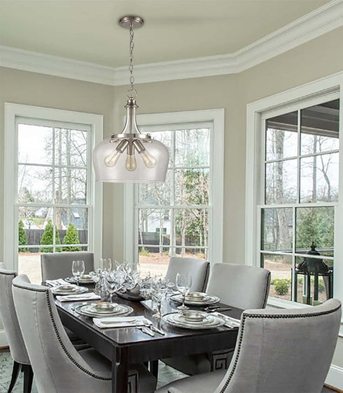 3-Light Modern Pendant Light Industrial Clear Glass Pendant Lighting