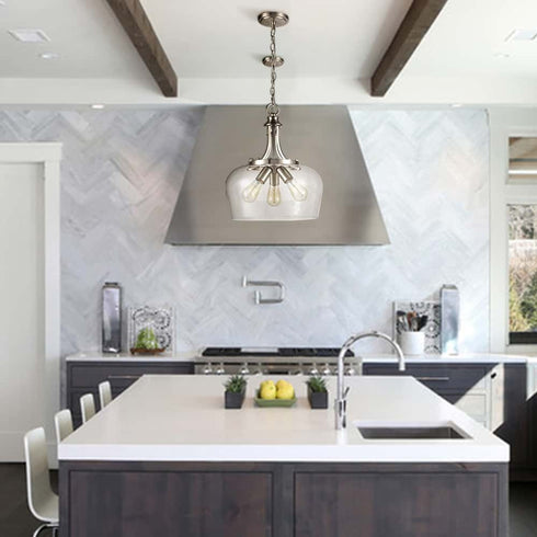 3-Light Modern Pendant Light Industrial Clear Glass Pendant Lighting