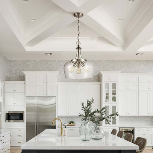 3-Light Modern Pendant Light Industrial Clear Glass Pendant Lighting