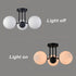 3-light Modern Black Globe Semi Flush Mount Ceiling Light Fixture for Bedroom