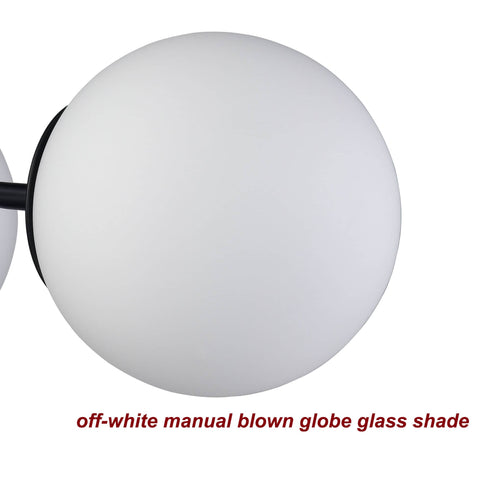 3-light Modern Black Globe Semi Flush Mount Ceiling Light Fixture for Bedroom