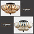 3-light Modern Black Metal with Scalloped Amber Glass Shade Semi Flush Mount Ceiling Light for Hallway