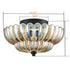 3-light Modern Black Metal with Scalloped Amber Glass Shade Semi Flush Mount Ceiling Light for Hallway