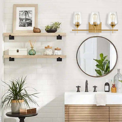 Lighting Brass Wall Sconce Bathroom Vanity 3-Light