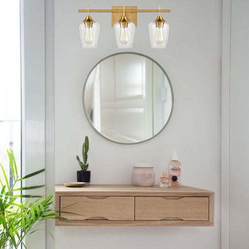 Lighting Brass Wall Sconce Bathroom Vanity 3-Light