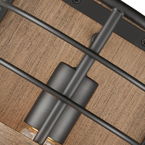 Farmhouse Metal Wall Sconce 1-Light Cage Wood Grain Wall Light