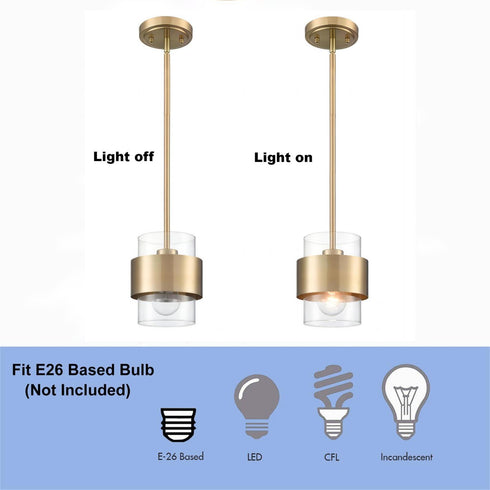 Modern Adjustable Pendant Light Fixtures Over Kitchen Island Lighting Ceiling Hanging Metal Industrial Mini Cylinder Pendant Lighting Clear Glass Shade