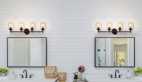 4-Light Bath Vanity Light Fixture Modern Black Wall Sconces