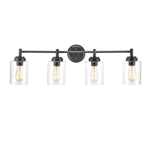 4-Light Bath Vanity Light Fixture Modern Black Wall Sconces