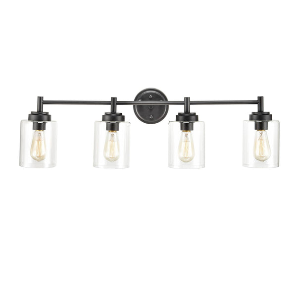 4-Light Bath Vanity Light Fixture Modern Black Wall Sconces