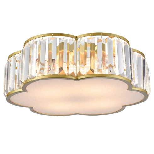 4-Light Crystal Flush Mount Ceiling Light Modern Gold Ceiling Light