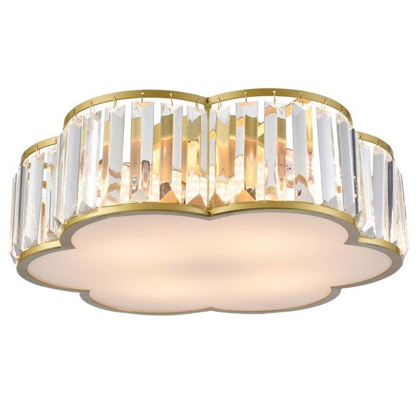 4-Light Crystal Flush Mount Ceiling Light Modern Gold Ceiling Light
