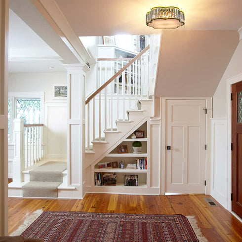 4-Light Crystal Flush Mount Ceiling Light Modern Gold Ceiling Light