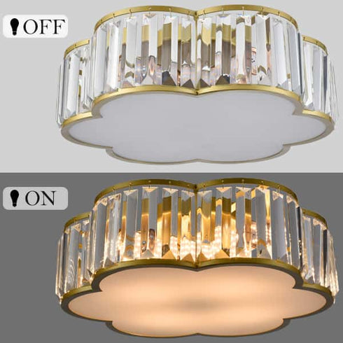 4-Light Crystal Flush Mount Ceiling Light Modern Gold Ceiling Light