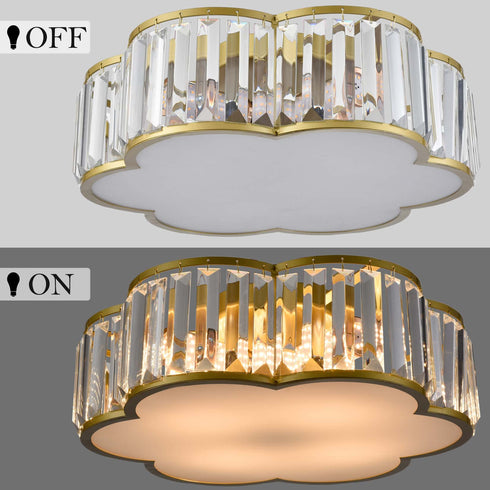 4-Light Crystal Flush Mount Ceiling Light Modern Gold Ceiling Light