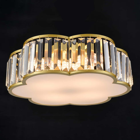4-Light Crystal Flush Mount Ceiling Light Modern Gold Ceiling Light