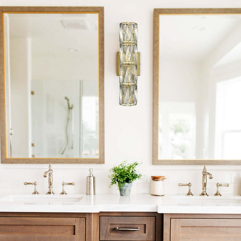 4-Light Crystal Wall Sconce Modern Gold Bathroom Light Fixtures