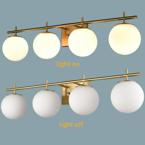 Modern White Globe Vanity Light- 4 Light