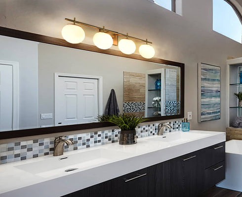 Modern White Globe Vanity Light- 4 Light