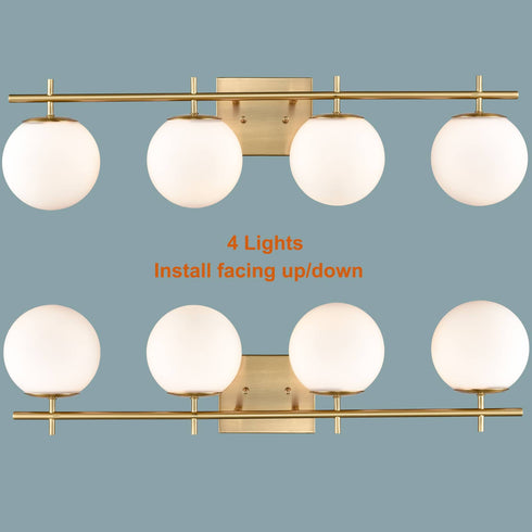Modern White Globe Vanity Light- 4 Light