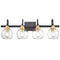 4-light Modern Black Metal with Globe Clear Glass Shade Wall Sconces
