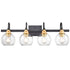 4-light Modern Black Metal with Globe Clear Glass Shade Wall Sconces
