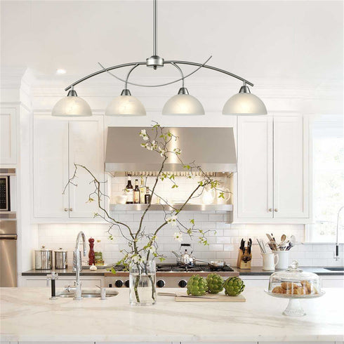 Modern 4-Light Kitchen Pendant Lighting, Brushed Nickel