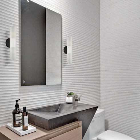 Modern Bathroom Sconce Cylinder Fixture Set of Two, Black