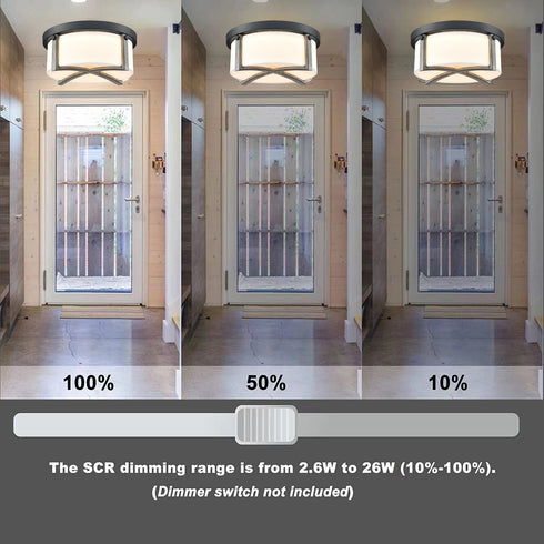 Industrial Flush Mount Ceiling Light White Dimmable LED Ceiling Light