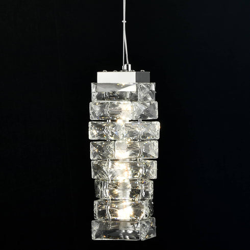 Modern Small Crystal Pendant Light Chrome, LED 8W, 4000K
