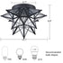 Black Moravian Star Ceiling Light Flush Mount, Transparent, 12.7-IN