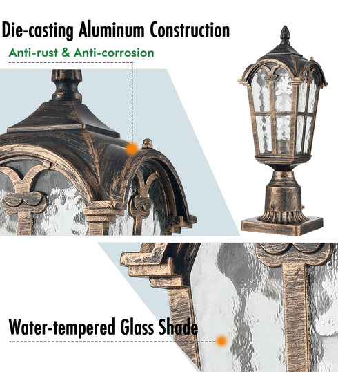 Farmhouse Outdoor Post Light Fixture Pole Lantern Antique Brass