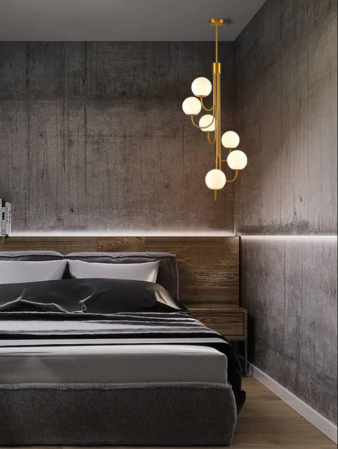 Modern Gold Chandelier Spiral Glass Globe Chandelier