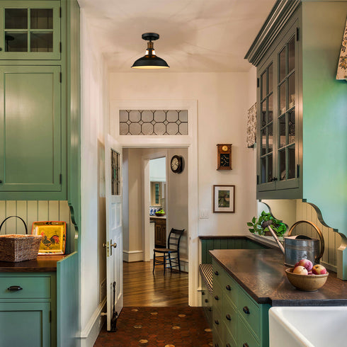 Farmhouse Semi Flush Mount Ceiling Light Black Barn Shade