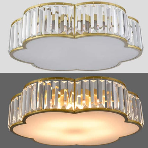 5-Light Modern Crystal Ceiling Light Fixture Gold Flush Mount