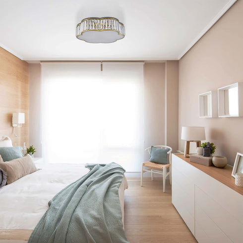 5-Light Modern Crystal Ceiling Light Fixture Gold Flush Mount