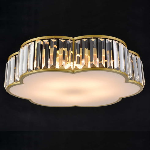 5-Light Modern Crystal Ceiling Light Fixture Gold Flush Mount
