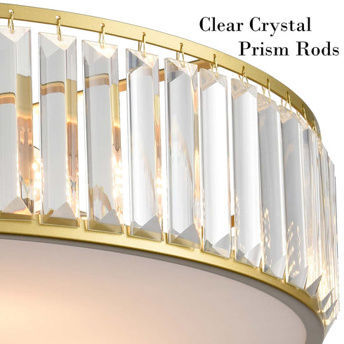 5-Light Modern Gold Crystal Flush Mount Ceiling Light Fixture