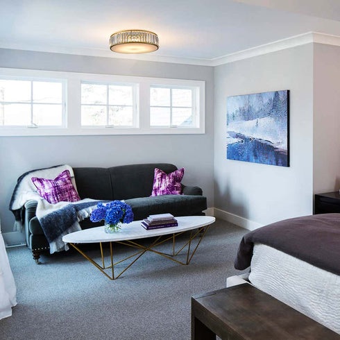 5-Light Modern Gold Crystal Flush Mount Ceiling Light Fixture