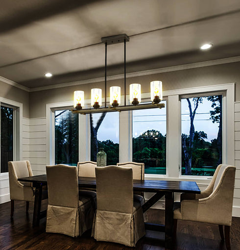 Farmhouse 5-light Black Chandelier Light Fixtures For Dinning Room Island Kitchen