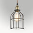 Retro Kitchen Ceiling Pendant Hanging Light Wood & Metal Cage Shade-1 Light