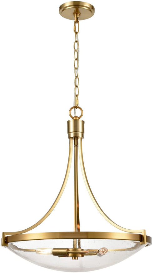 Scafati Modern Seeded Glass Pendant Light Brass Finish-3 Light