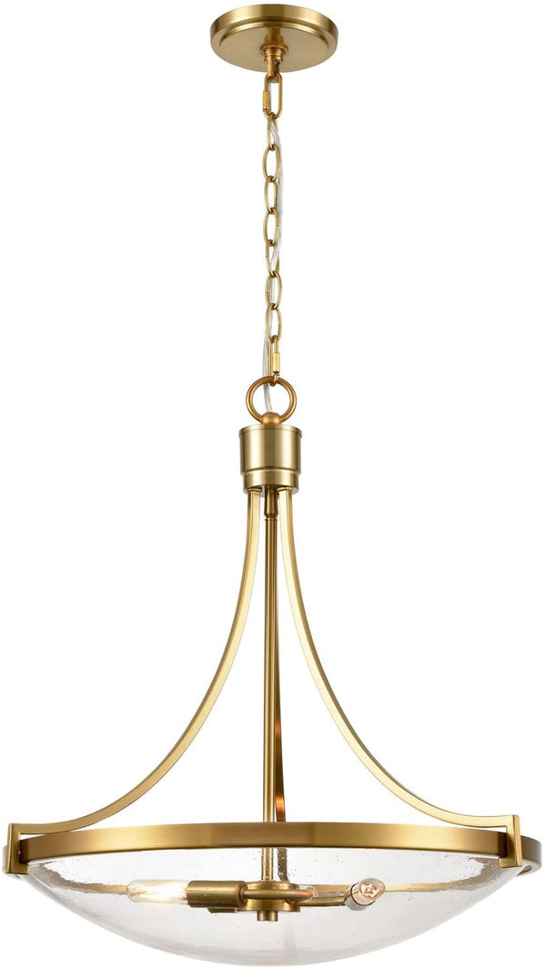 Scafati Modern Seeded Glass Pendant Light Brass Finish-3 Light